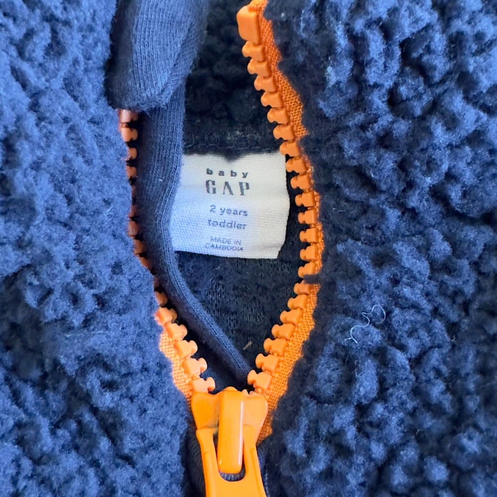 Baby Gap Navy Base Blue Sherpa Quarter-Zip Sweatshirt - Picture 4 of 11
